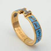H GOLD BRACELET BLUE CERAMIC