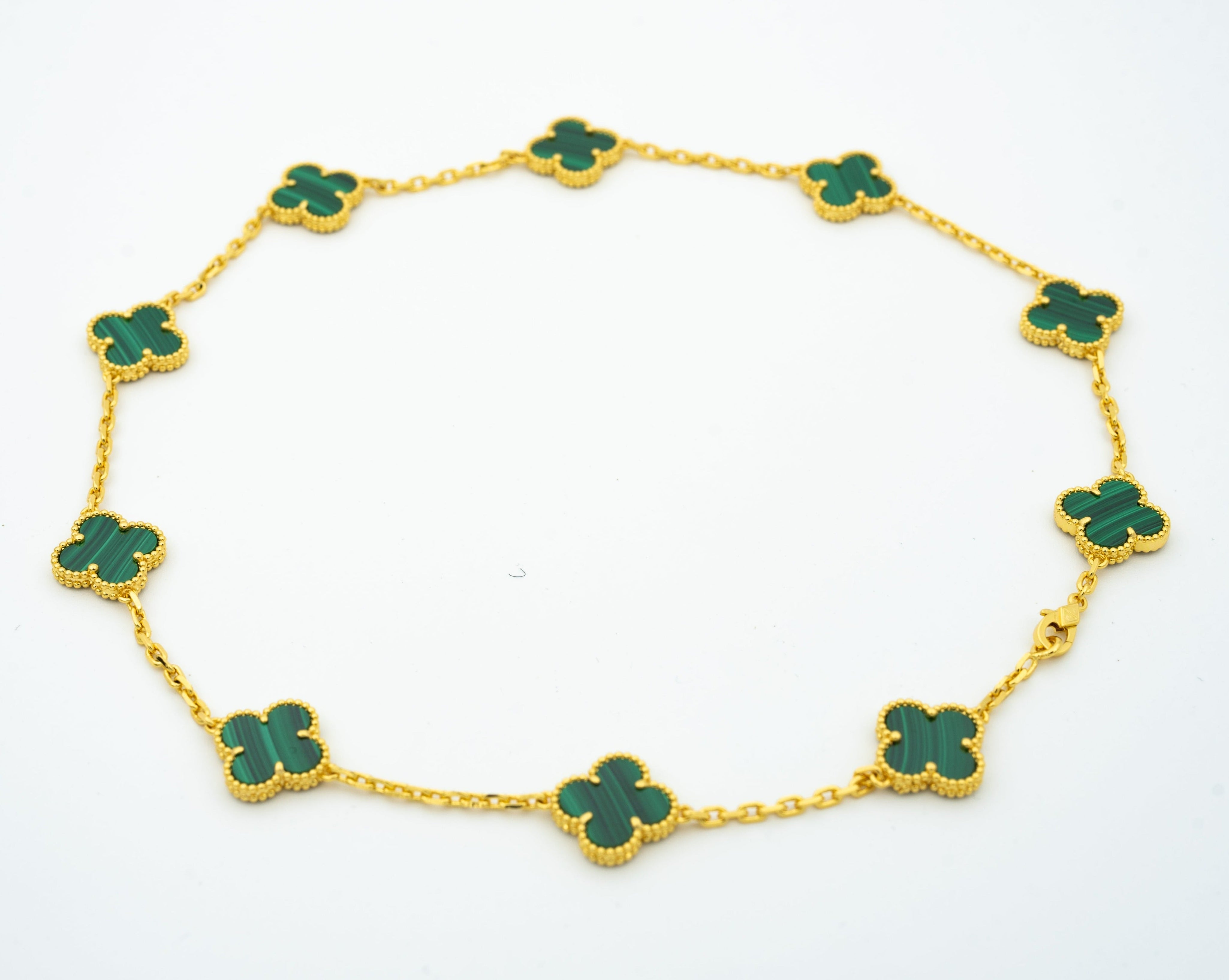 VINTAGE MALACHITE NECKLACE 10 MOTIFS GOLD