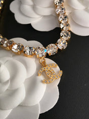 DOUBLE C PINK GOLD FULL DIAMOND NECKLACE