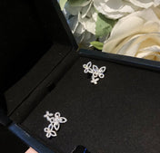 TRIPLE BUTTERFLY SIHOUETTE SILVER DIAMOND EARRINGS
