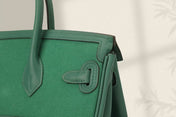 BIRKIN CARGO 25CM GREEN CANVAS AND LEATHER SILVER HARDWARE