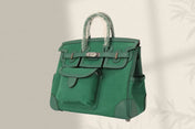 BIRKIN CARGO 25CM GREEN CANVAS AND LEATHER SILVER HARDWARE