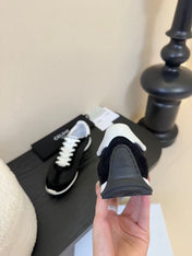 CELINE TRAINRES IN BLACK MIX WHITE SUEDE AND FABRIC