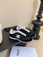 CELINE TRAINRES IN BLACK MIX WHITE SUEDE AND FABRIC