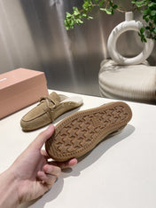 MIU FADED MULE IN LIGHT BROWN ECRU SUEDE