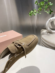 MIU FADED MULE IN LIGHT BROWN ECRU SUEDE