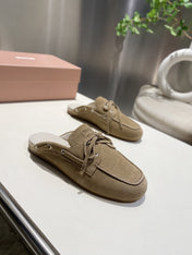 MIU FADED MULE IN LIGHT BROWN ECRU SUEDE