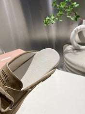 MIU FADED MULE IN LIGHT BROWN ECRU SUEDE