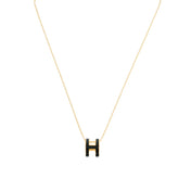 POP H NECKLACE BLACK PENDANT GOLD HARDWARE