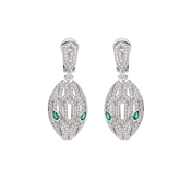 SERPENTI MALACHITE DIAMOND EARRINGS SILVER