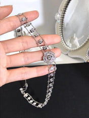 BOUTON CAMELIA NECKLACE SILVER DIAMOND