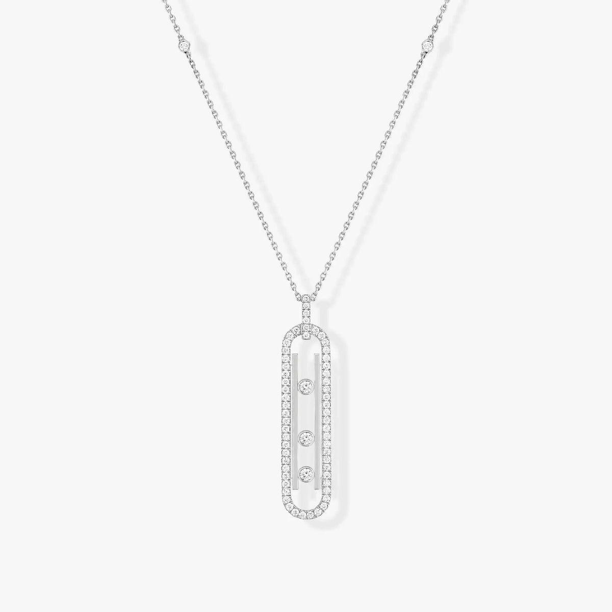 MOVE 10TH PM SILVER DIAMOND NECKLACE