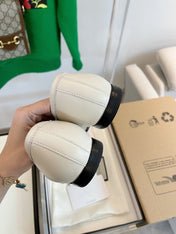 GG LOAFERS MULES WHITE BROWN SOLE