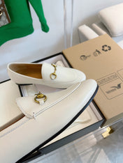 GG LOAFERS MULES WHITE BROWN SOLE