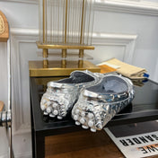 LV GLORIA FLAT LOAFER LOGO STAMPING SILVER