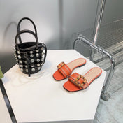 GG BAMBOO BUCKLE FLAT SANDALS ORANGE