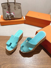 HM 25S HIGH WEDGE SANDALS IN LIGHT MINT BLUE LAMBSKIN STYLE 5