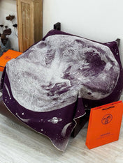 HERMES 26S PRINTED SQUARE SCARF 140 IN CASHMERE AND SILK 309360