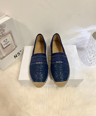 GRANVILLE ESPADRILLE NAVY BLUE QUILTED CANNAGE CALFSKIN