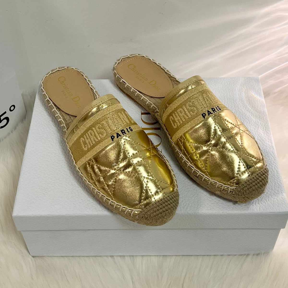 GRANVILLE ESPADRILLE MULE GOLD QUILTED CANNAGE CALFSKIN