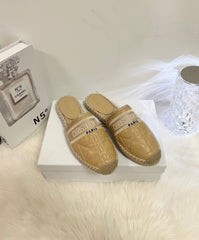GRANVILLE ESPADRILLE MULE CAMEL BEIGE QUILTED CANNAGE CALFSKIN
