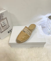 GRANVILLE ESPADRILLE MULE CAMEL BEIGE QUILTED CANNAGE CALFSKIN