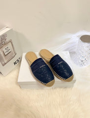 GRANVILLE ESPADRILLE MULE NAVY BLUE QUILTED CANNAGE CALFSKIN