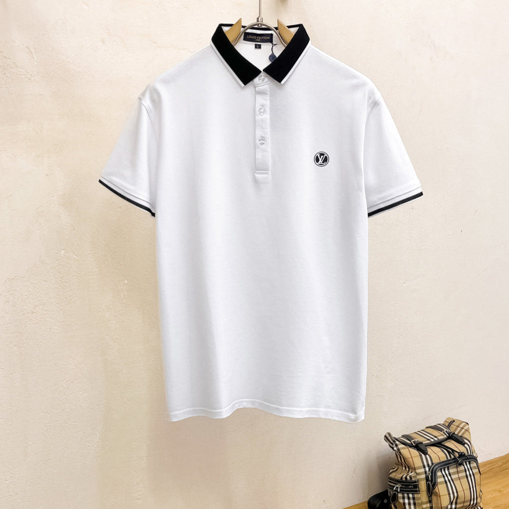 LV POLO WHITE AND BLACK TRIM LONG-STAPLE COTTON 238771