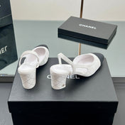 CC SLINGBACK 25S 65 MM IN WHITE SUEDE AND CRYSTALS