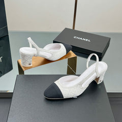 CC SLINGBACK 25S 65 MM IN WHITE SUEDE AND CRYSTALS