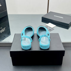 CC SLINGBACK 25S 25 MM IN BLUE SUEDE AND BLACK FABRIC