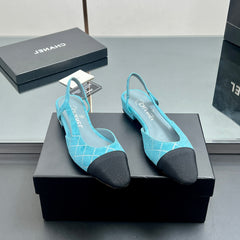 CC SLINGBACK 25S 25 MM IN BLUE SUEDE AND BLACK FABRIC