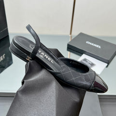 CC SLINGBACK 25S 25 MM IN BLACK LAMBSKIN WITH CHECK PATTERN