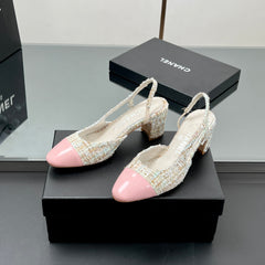 CC SLINGBACK 25S 65 MM IN PINK LAMBSKIN MIX TWEED
