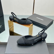 CC SLINGBACK 25S 25 MM IN BLACK TWEED AND FABRIC