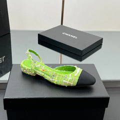 CC SLINGBACK 25S 25 MM IN GREEN FABRIC MIX TWEED