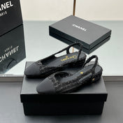 CC SLINGBACK 25S IN BLACK FABRIC AND TWEED SEQUINED