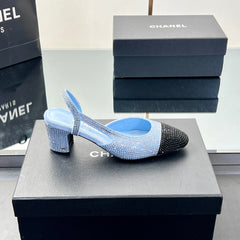 CC SLINGBACK 25S 65 MM IN BLUE AND BLACK CRYSTALS