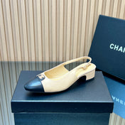 CHANEL 25S SLINGBACK SHOE 45MM IN BEIGE CALFSKIN GOLD HARDWRE
