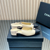 CHANEL 25S SLINGBACK SHOE 45MM IN BEIGE CALFSKIN GOLD HARDWRE