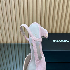 CHANEL 25S SLINGBACK SHOES IN PINK BABY AND BLACK SUEDE