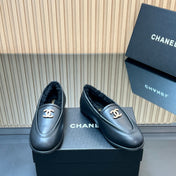 CHANEL 25S MARY JANE BALLET FLATS IN BLACK CALFSKIN AND SOLF FLEECE LINING