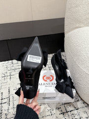 KNIFE KNOT 95MM PUMP IN BLACK STRETCH CUPRO AND NYLON JERSEY