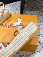 LV PLATFORM ESPADRILLE SANDALS 25S IN NUDE DENIM