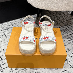 LV PLATFORM ESPADRILLE SANDALS 25S IN WHITE DENIM