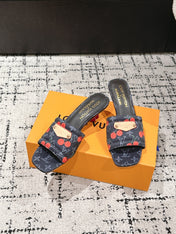 LV CHERRY HIGH HEELS 25S 55 MM IN CHARCOAL BLACK DENIM STYLE 10