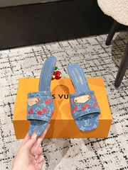LV CHERRY HIGH HEELS 25S 55 MM IN BLUE DENIM STYLE 6