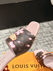 LV CHERRY HIGH HEELS 25S 55 MM IN DARK BROWN AND LIGHT PINK CALFSKIN STYLE 2