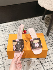 LV CHERRY HIGH HEELS 25S 55 MM IN DARK BROWN AND LIGHT PINK CALFSKIN STYLE 2