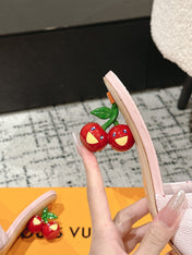 LV CHERRY HIGH HEELS 25S 55 MM IN LIGHT PINK CALFSKIN STYLE 1